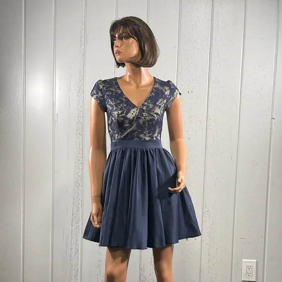 Chi Chi London | Dresses | Chi Chi London Womens Dark Blue Lace Cocktail  Dress Sz 2 | Poshmark